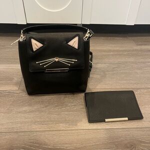 KATE SPADE NWOT KITTY CAT backpack tote purse bag make it mine w/ extra flap ♠️